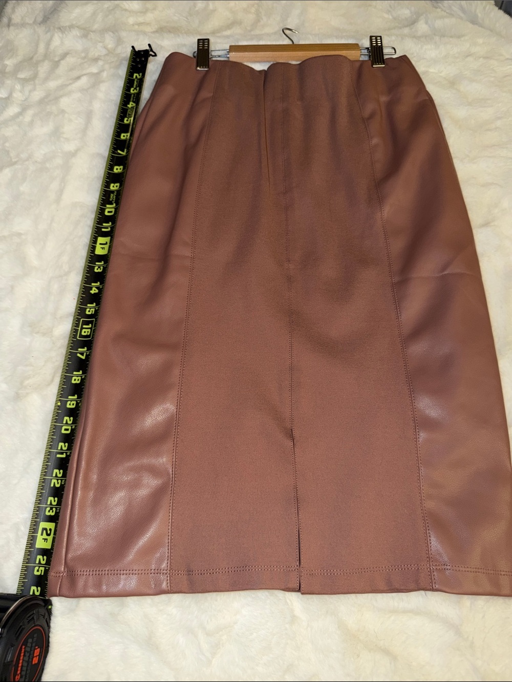 Marc New York Faux Leather Pencil Skirt in Mauve Brown